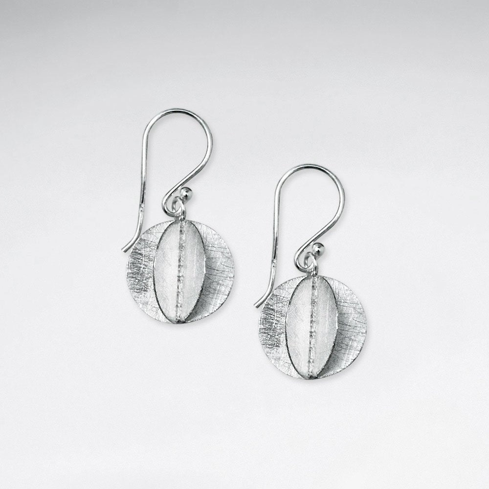 Unique Rounded Organic Style Silver Drop Dangle Hook Earrings