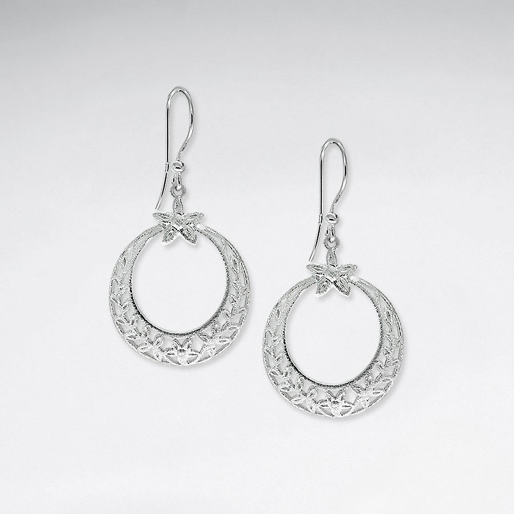 Sophisticated Disc Hoop Open Style Drop Dangle Earrings