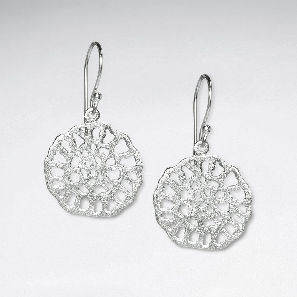 Delicate Designs Round Filigree Dangle Earrings in Sterling Silver