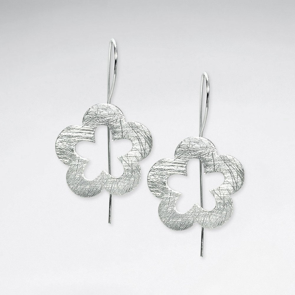 Open Blossom Dapple Textured Drop Hook Earrings