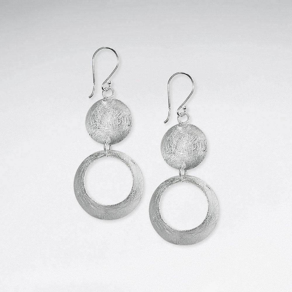 Elegant Double Tier Round Pendant Hoop Style Dangle Hook Earrings