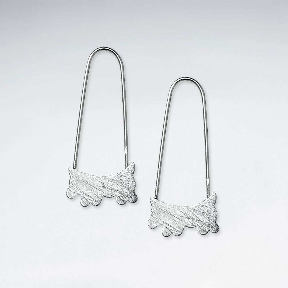Matte Finishing Silver Petite Puppy Dog Drop Earrings
