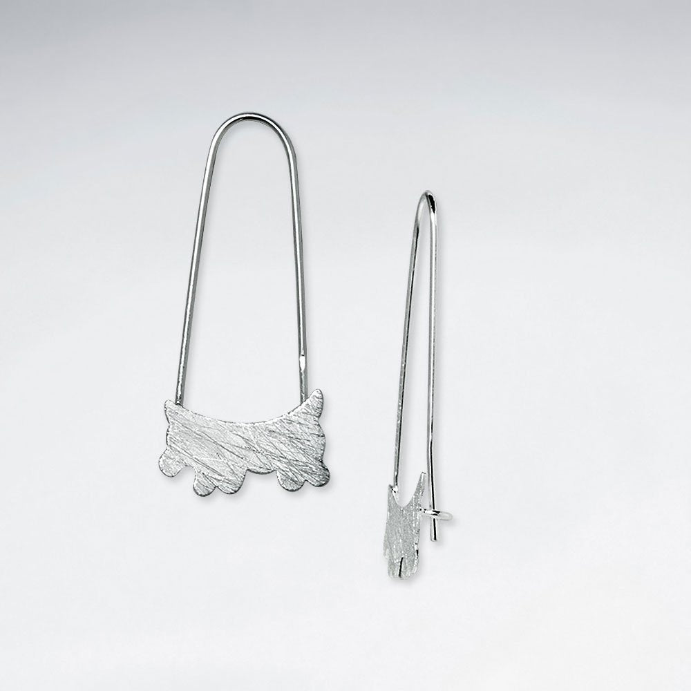 Matte Finishing Silver Petite Puppy Dog Drop Earrings