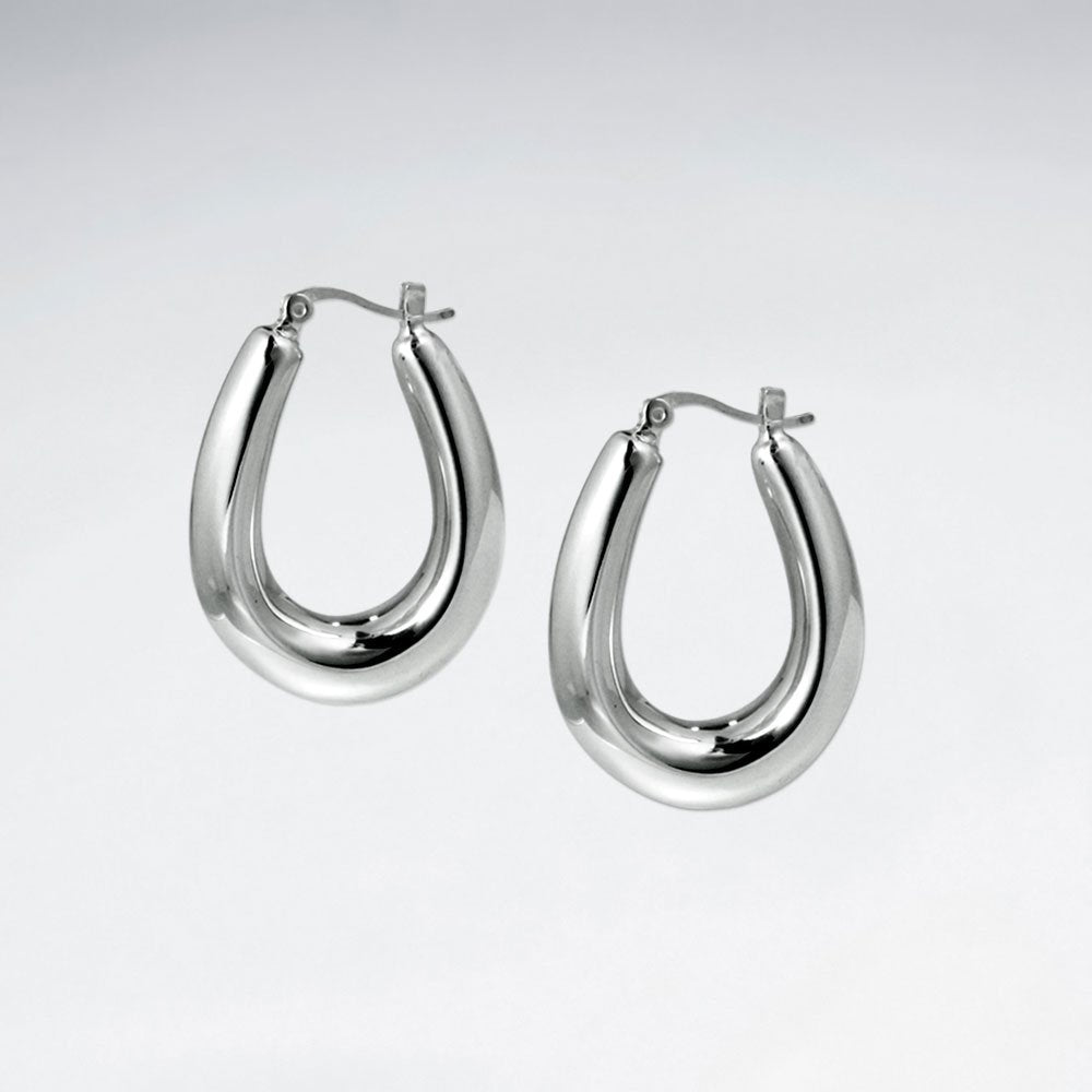 Bold Petite Silver Huggie U-Hoop Earrings