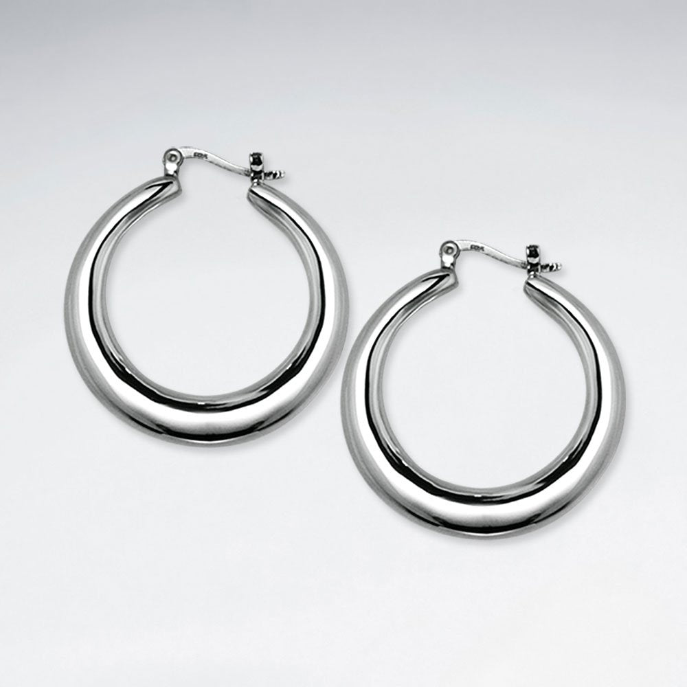Divine Swooping Silver Hoop Earrings