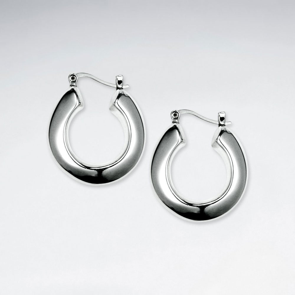 Silver Sophisticated Horseshoe Shape Huggie Hoop Earrings