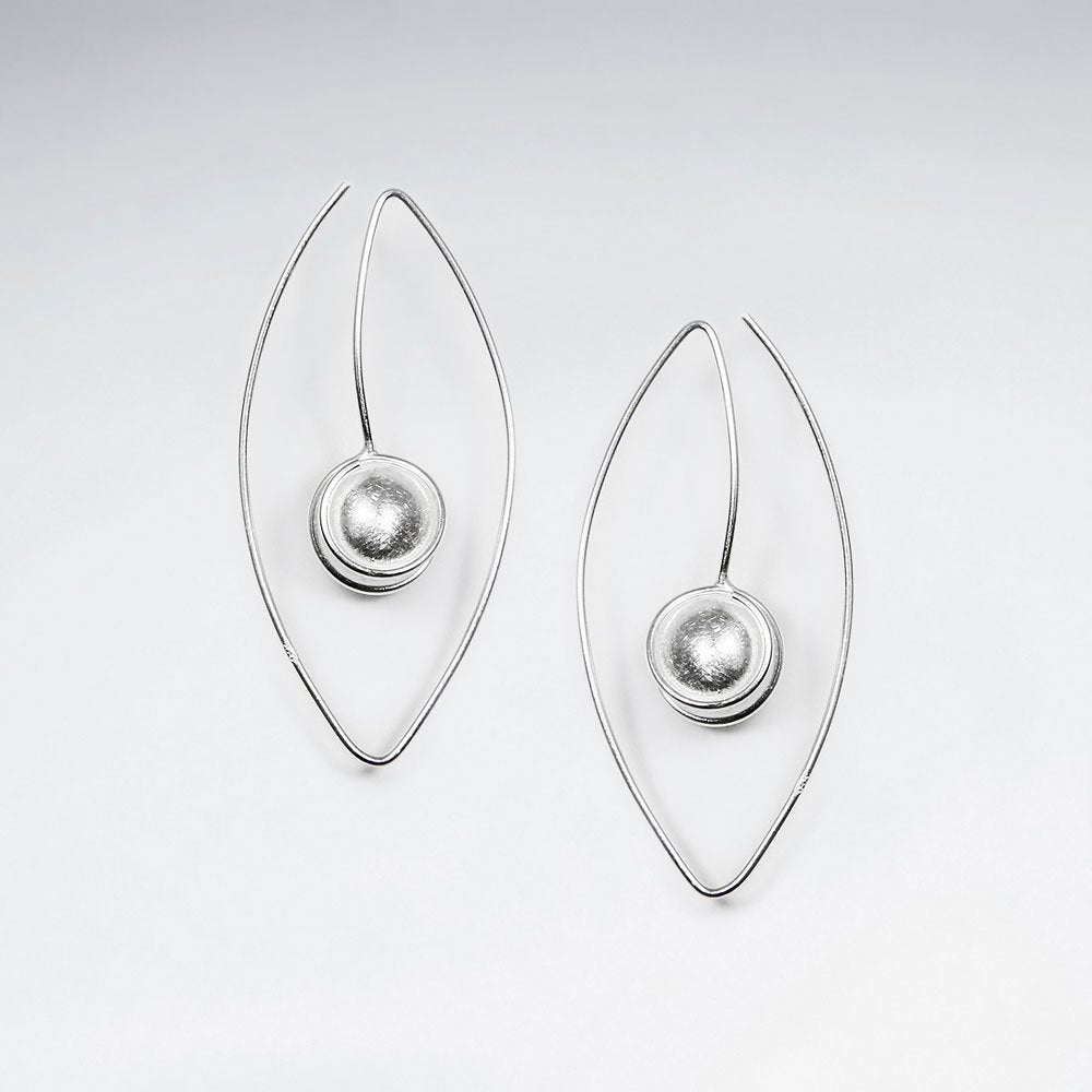 Intriguing Open Oval Silver Earrings With Drop Charm