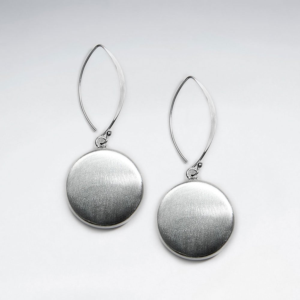 Brushed Circle Drop Silver Earring
