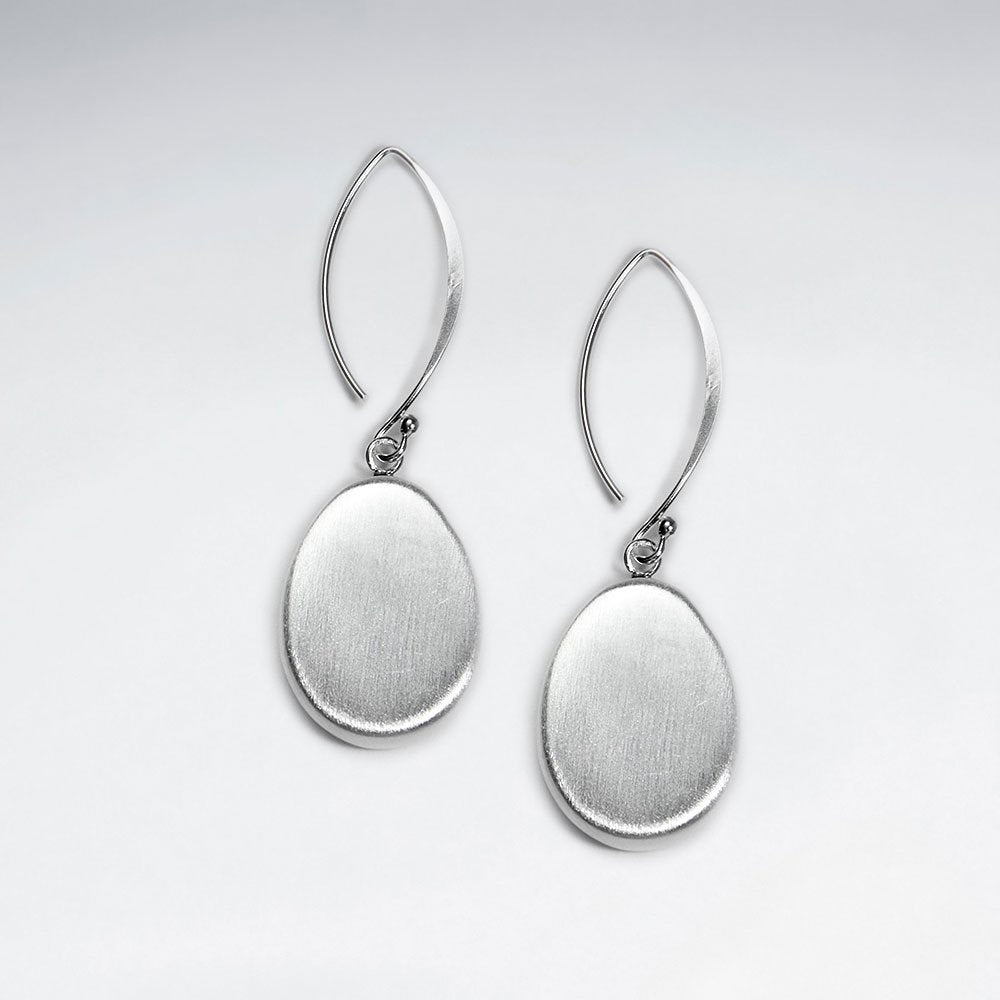 Brushed Oval Drop Silver Earring