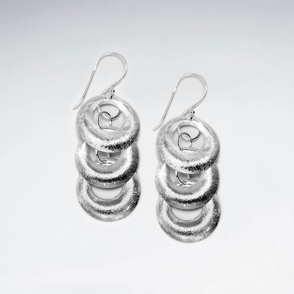 Brushed Triple Open Circles Silver Earring