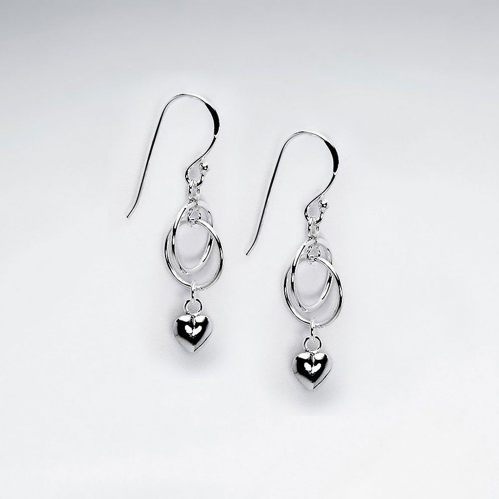 Precious Open Silver Wirework Oval Earrings with Dangle Accents