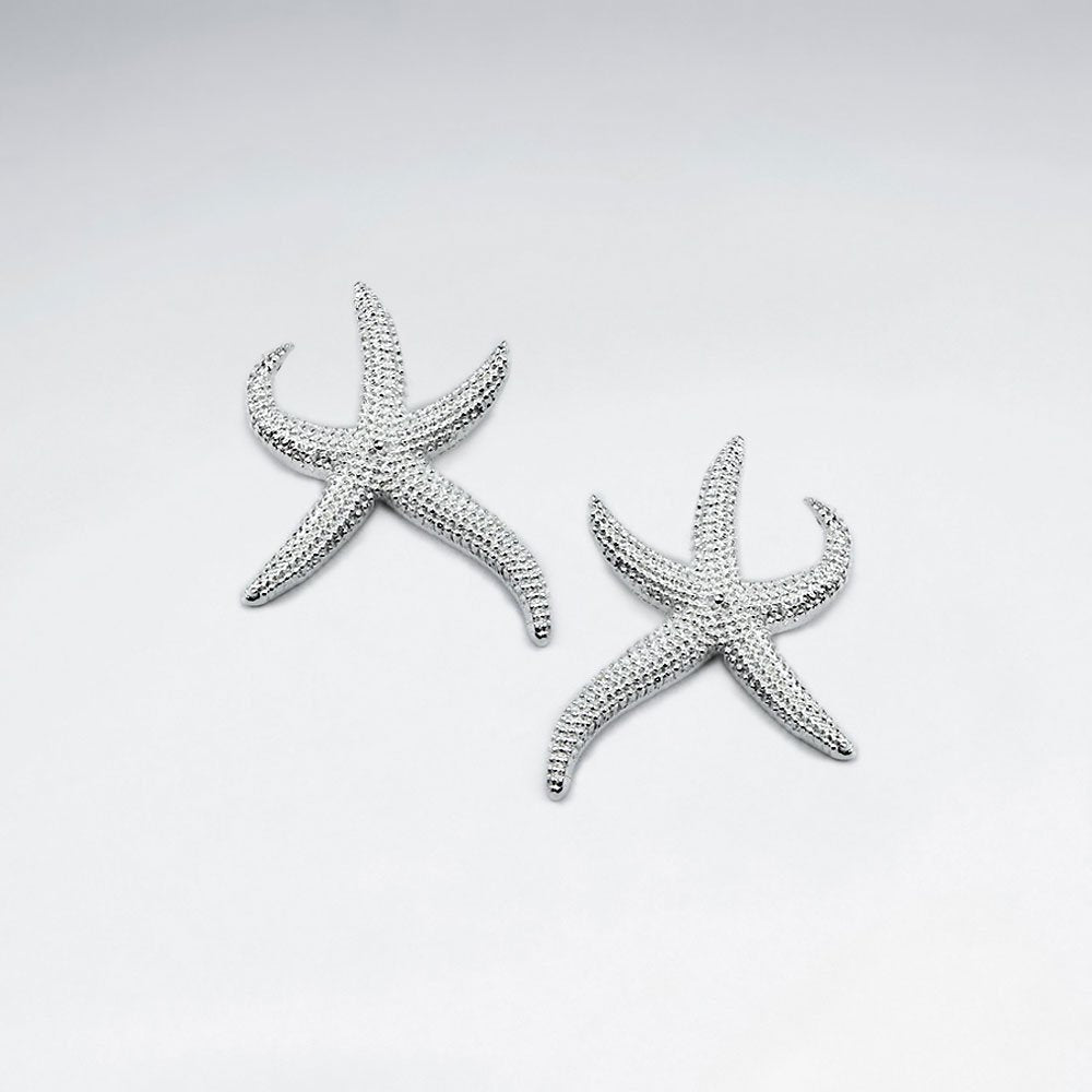 Playfully Fun Silver Starfish Stud Earrings