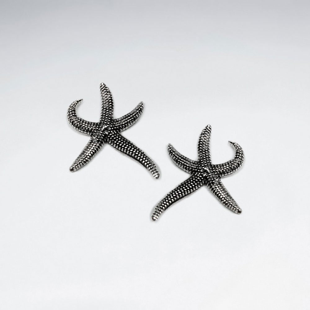 Playfully Fun Silver Starfish Stud Earrings