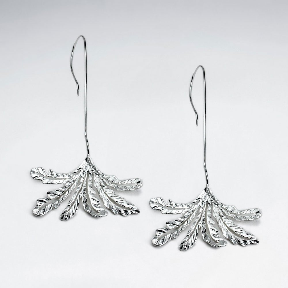 Silver Duster Drop Dangle Hook Earrings