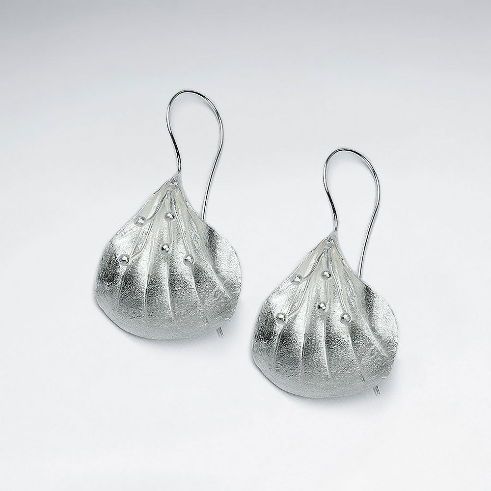 Flower Inspired Silver Drop Hook Earrings