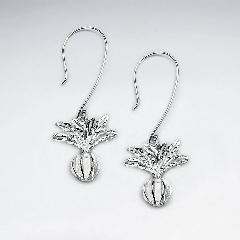 Silver Fruit Inspired Drop Hook Earrings