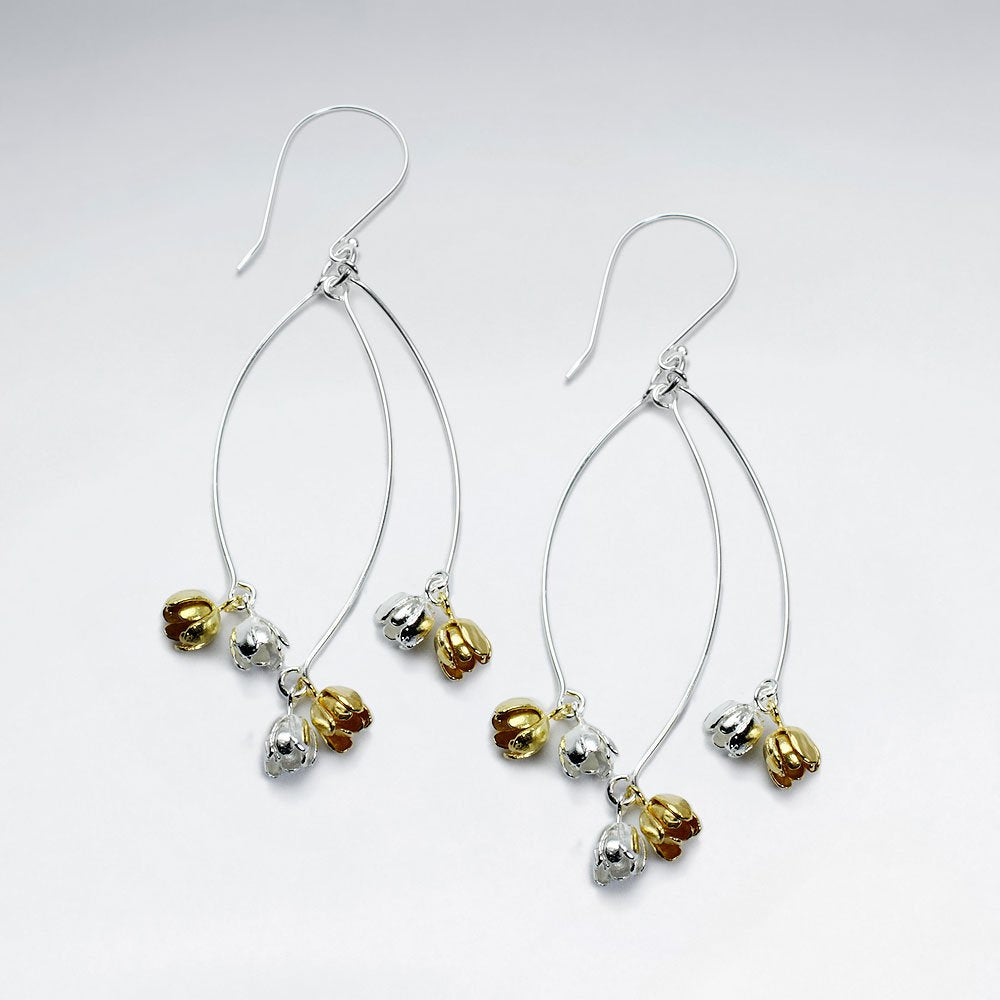 Little Silver Flower Drop Hook Earrings