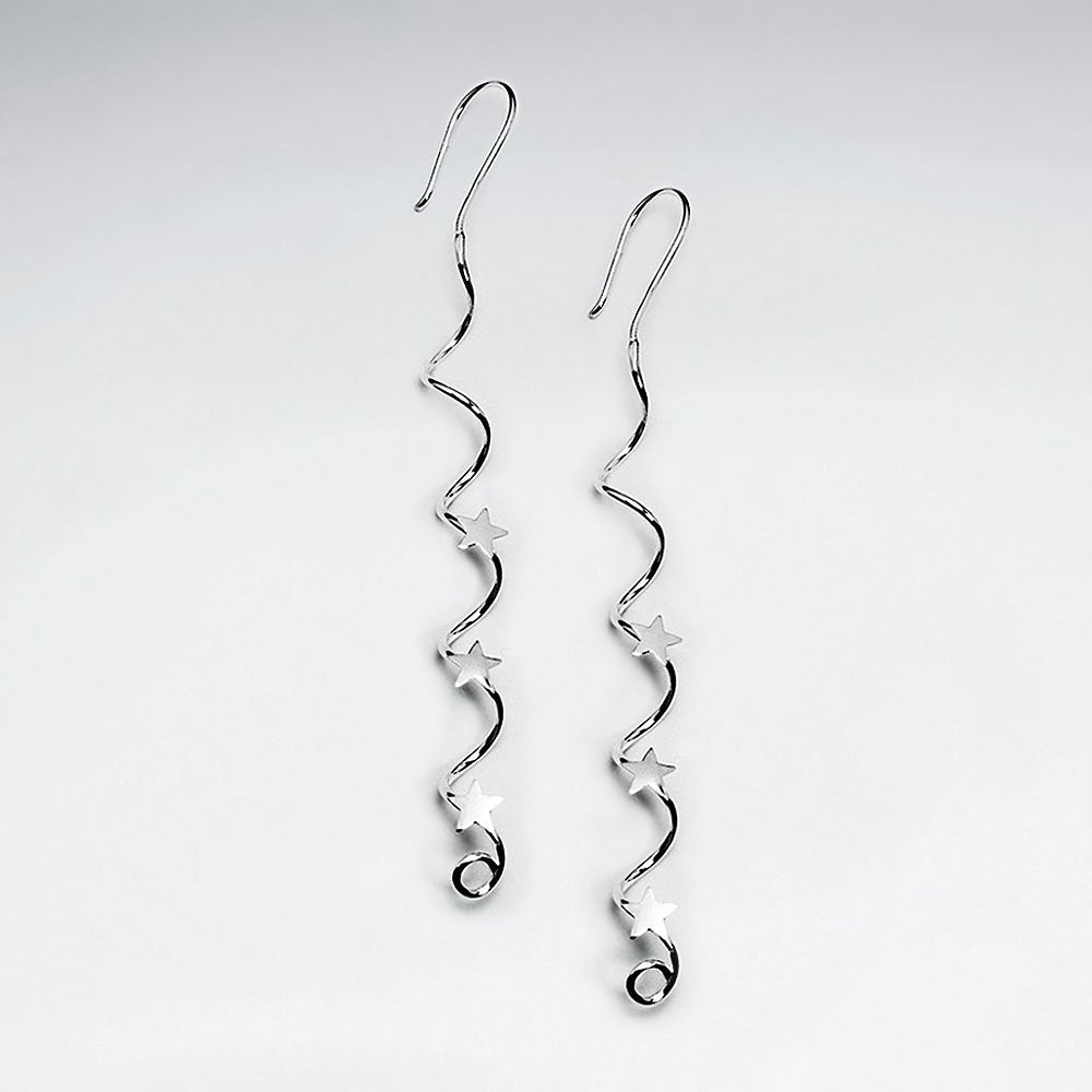 Sterling Silver Spiral Twist Drop Earrings