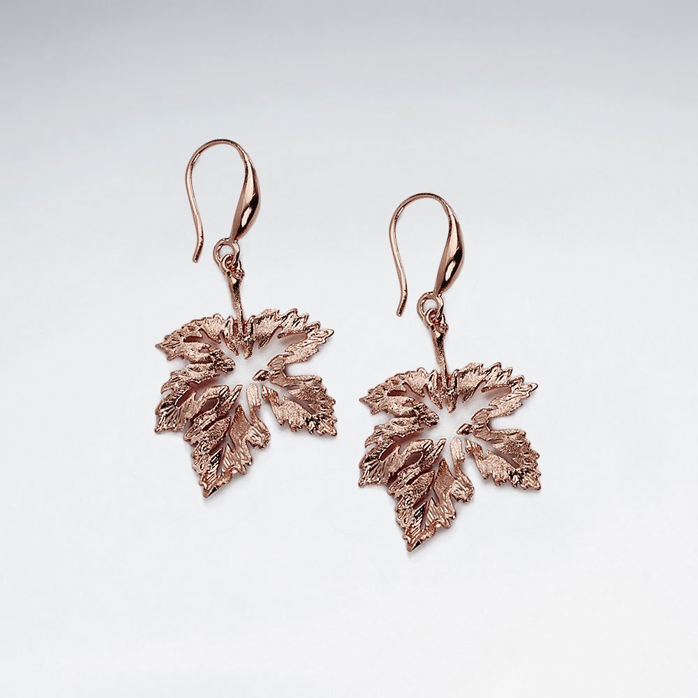 Silver Drop Leaf Inspired Hook Earrings