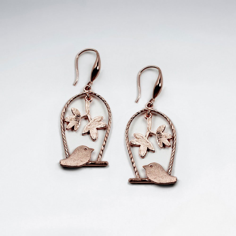 Birdcage Inspired Open Floral Design Drop Earrings