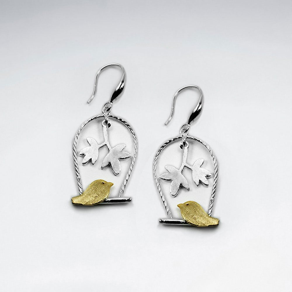Birdcage Inspired Open Floral Design Drop Earrings
