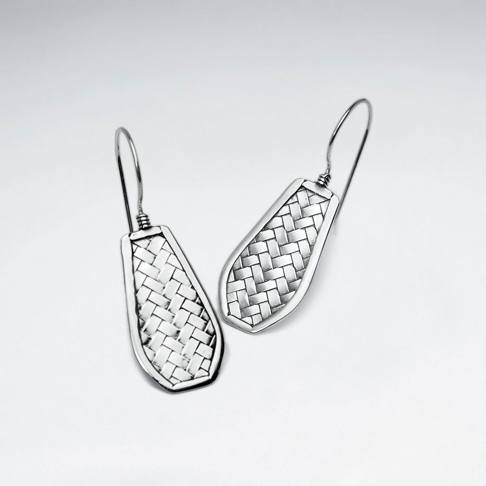 Classic Silver Cobblestone Textured Drop Hook Earrings