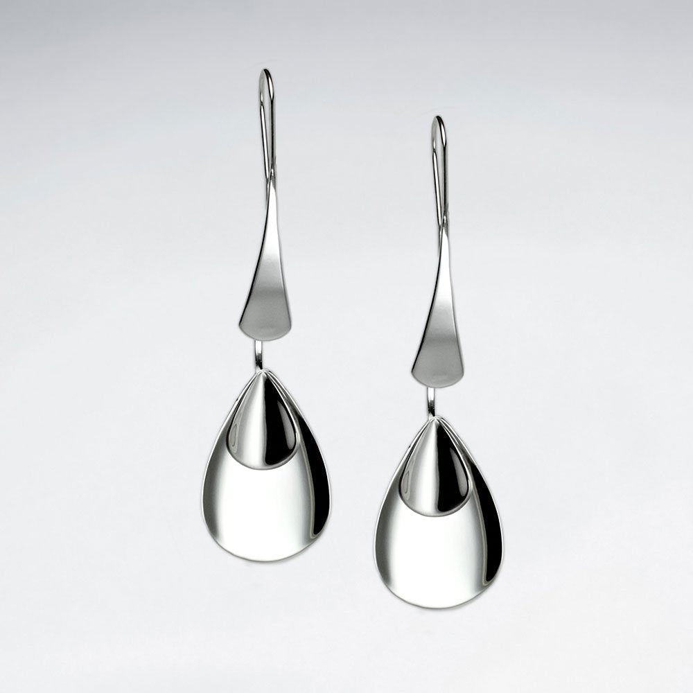 Stunning Silver Scoop Illusions Edgy Deco Tiered Dangle Earrings