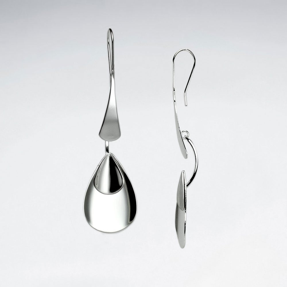 Stunning Silver Scoop Illusions Edgy Deco Tiered Dangle Earrings