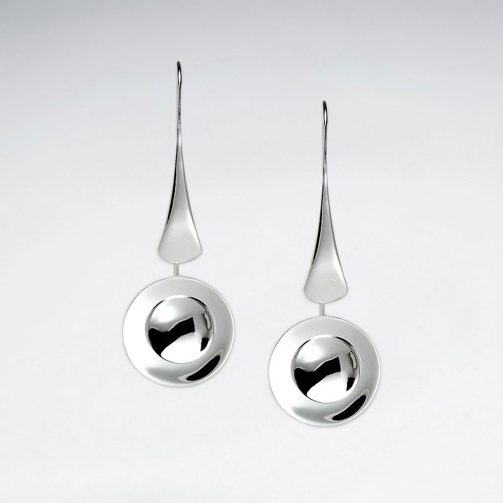 Sterling Silver Dangle Drop Round Charm Long Tiered Earrings
