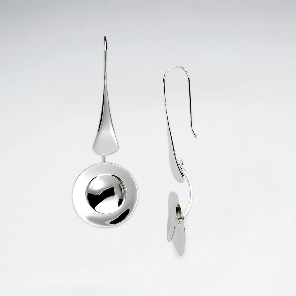 Sterling Silver Dangle Drop Round Charm Long Tiered Earrings