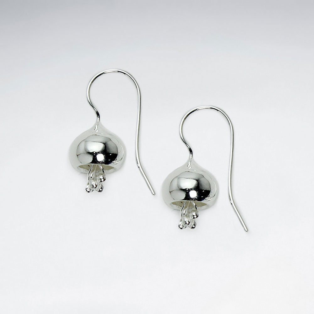 Elegant Silver Flower Inspired Drop Hook Earrings