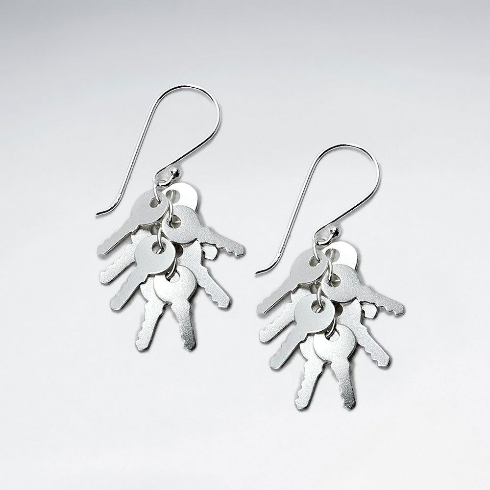 Multi Key Charm Modern Glam Chandelier Dangle Hook Earrings