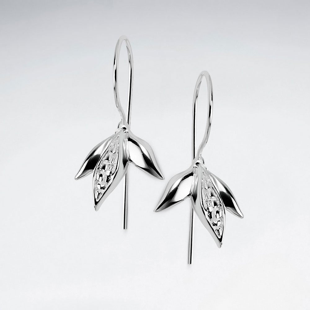 Upturned Blossom Polished Silver Dangle Earrings