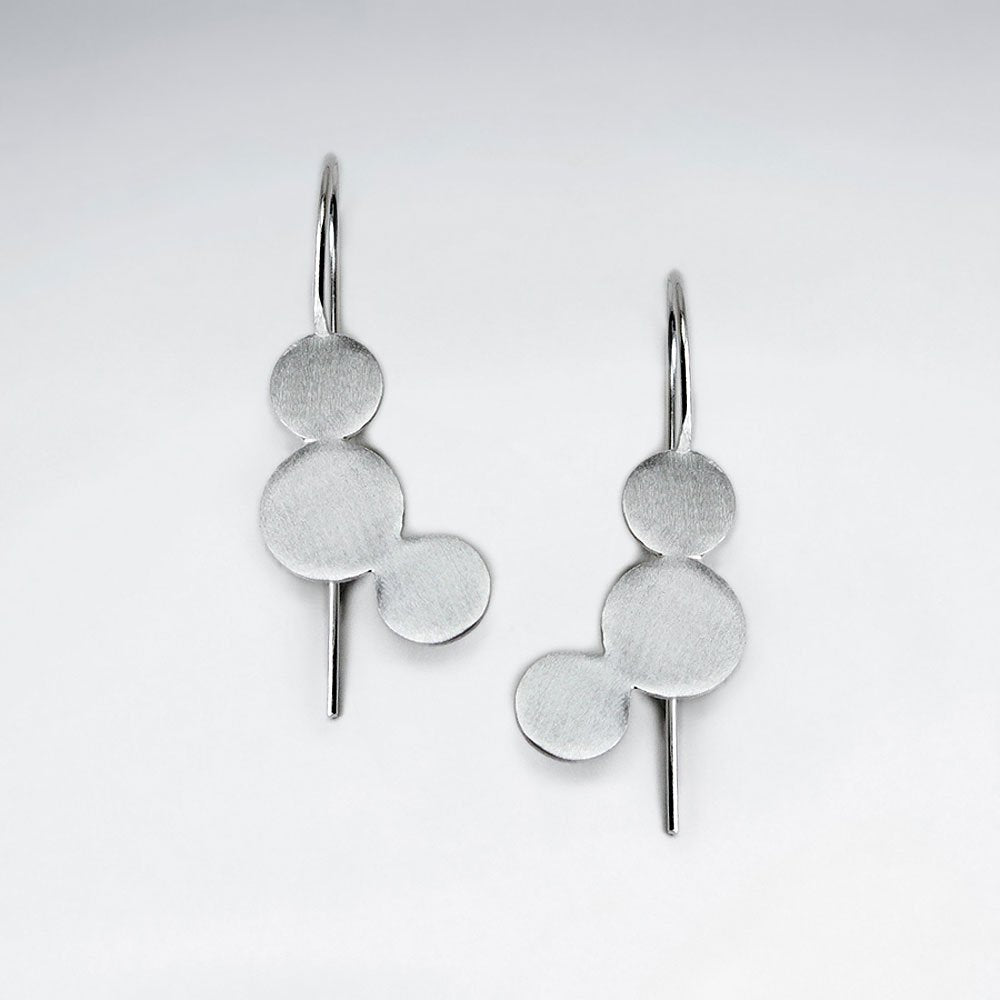 Sterling Silver Connected Circle Swooping Tiered Drop Earrings