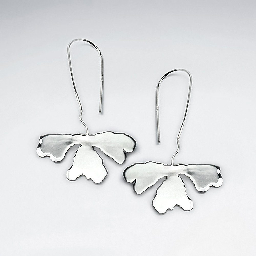 Drop Clover Organic Design Sterling Silver Earrings