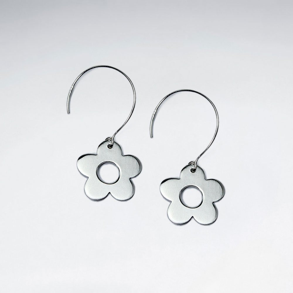 Classic Flower Charm Drop Hook Earrings