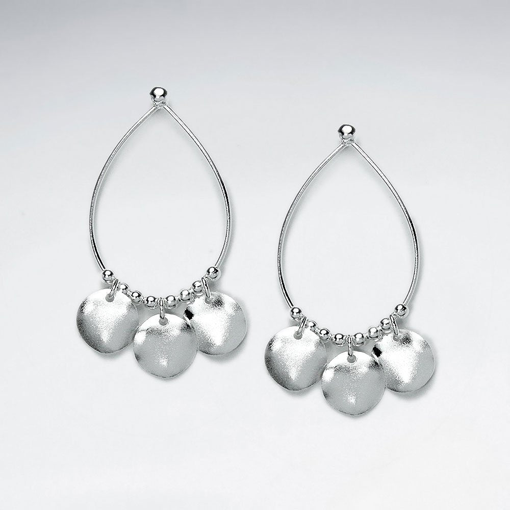 Open Teardrop Earrings With Triple Dangle Charms