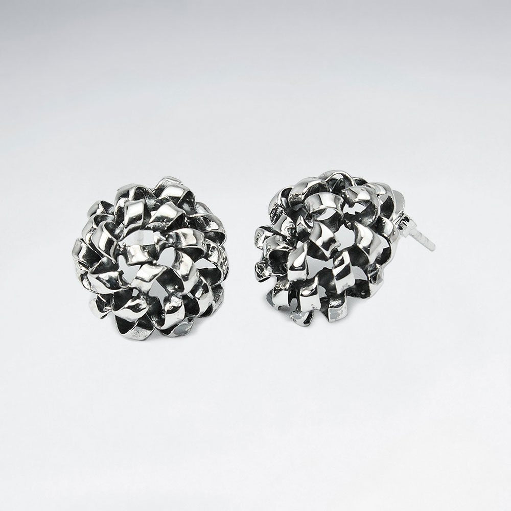 Oxidized Silver Elaborate Flower Inspired Earrings