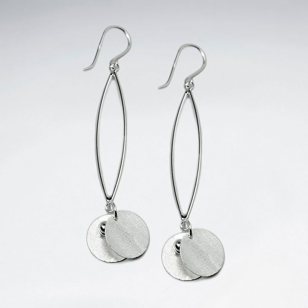 Sterling Silver Open Marquise Drop Charms Earrings