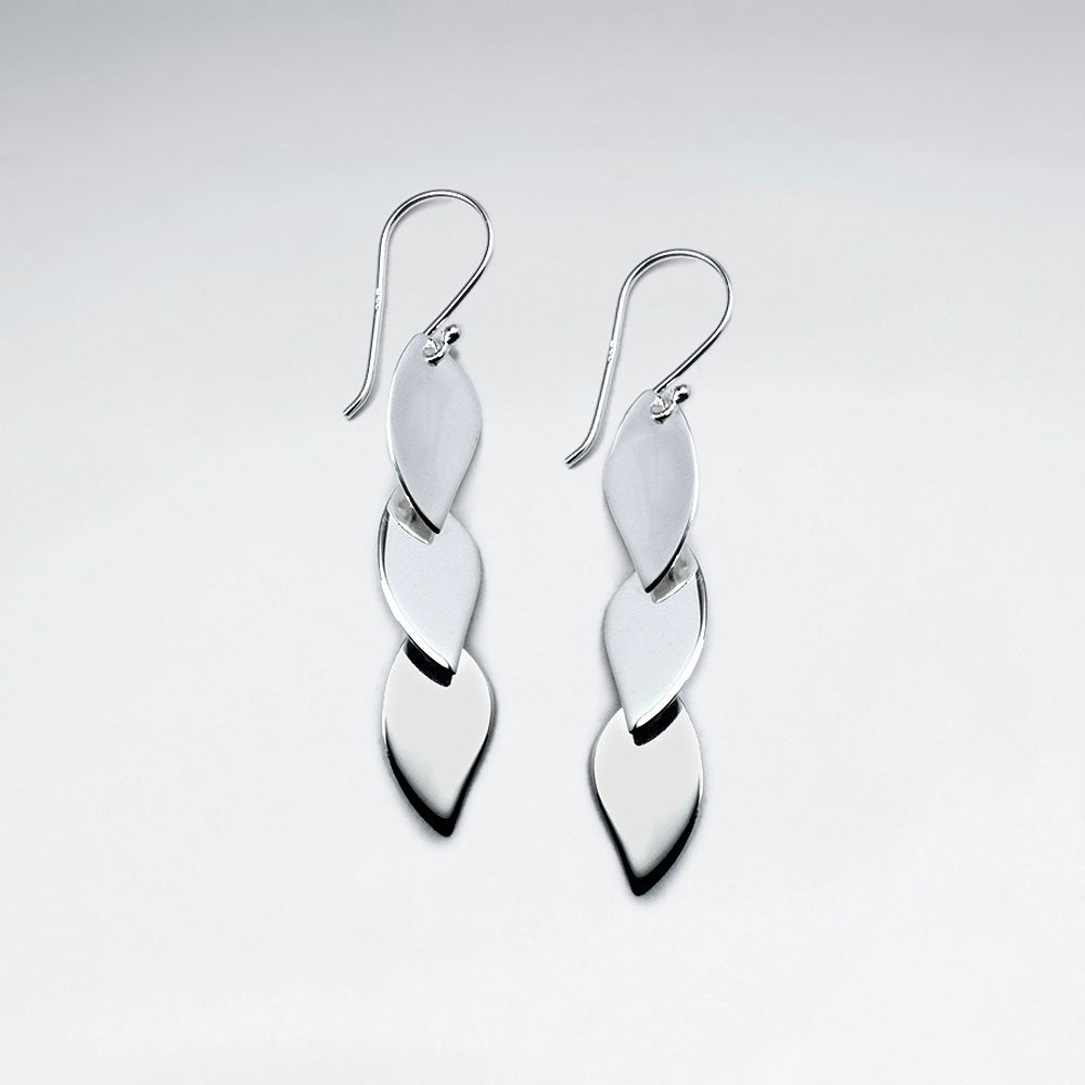 Sterling Silver Triple Marquise Tiered Earrings
