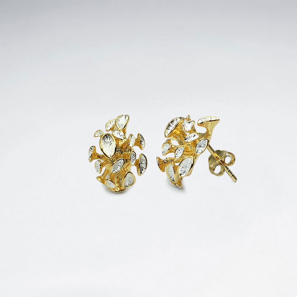 Oxidized Delicate Floral Blossom Stud Earrings