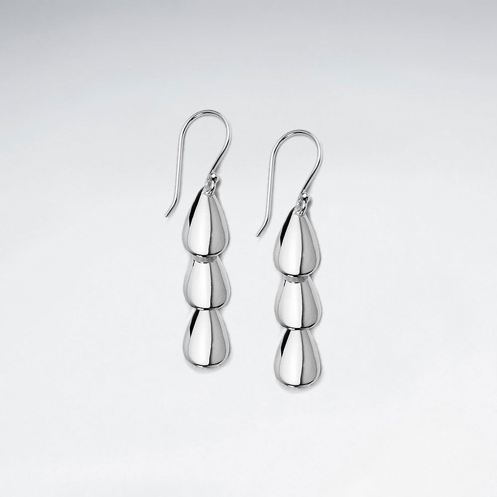 Triple Teardrop Tiered Dangle Earrings