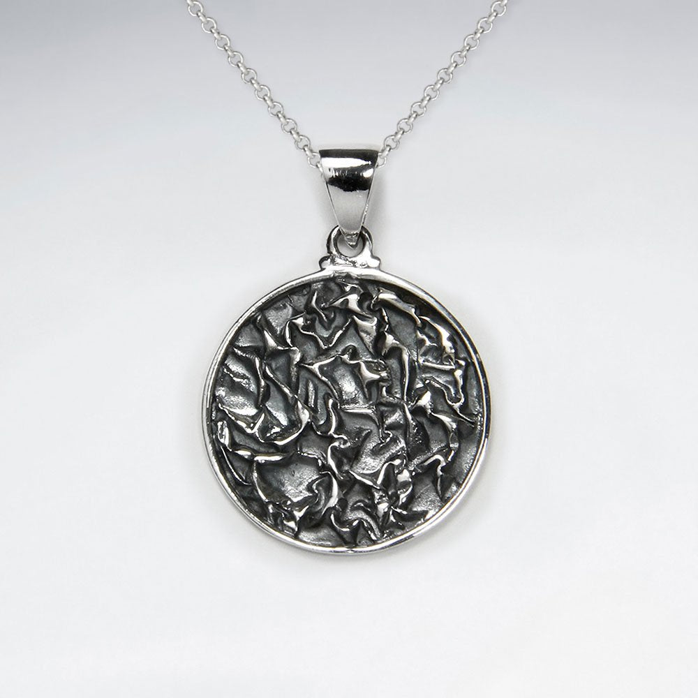 Oxidized Silver Ornate Engraved Pendant