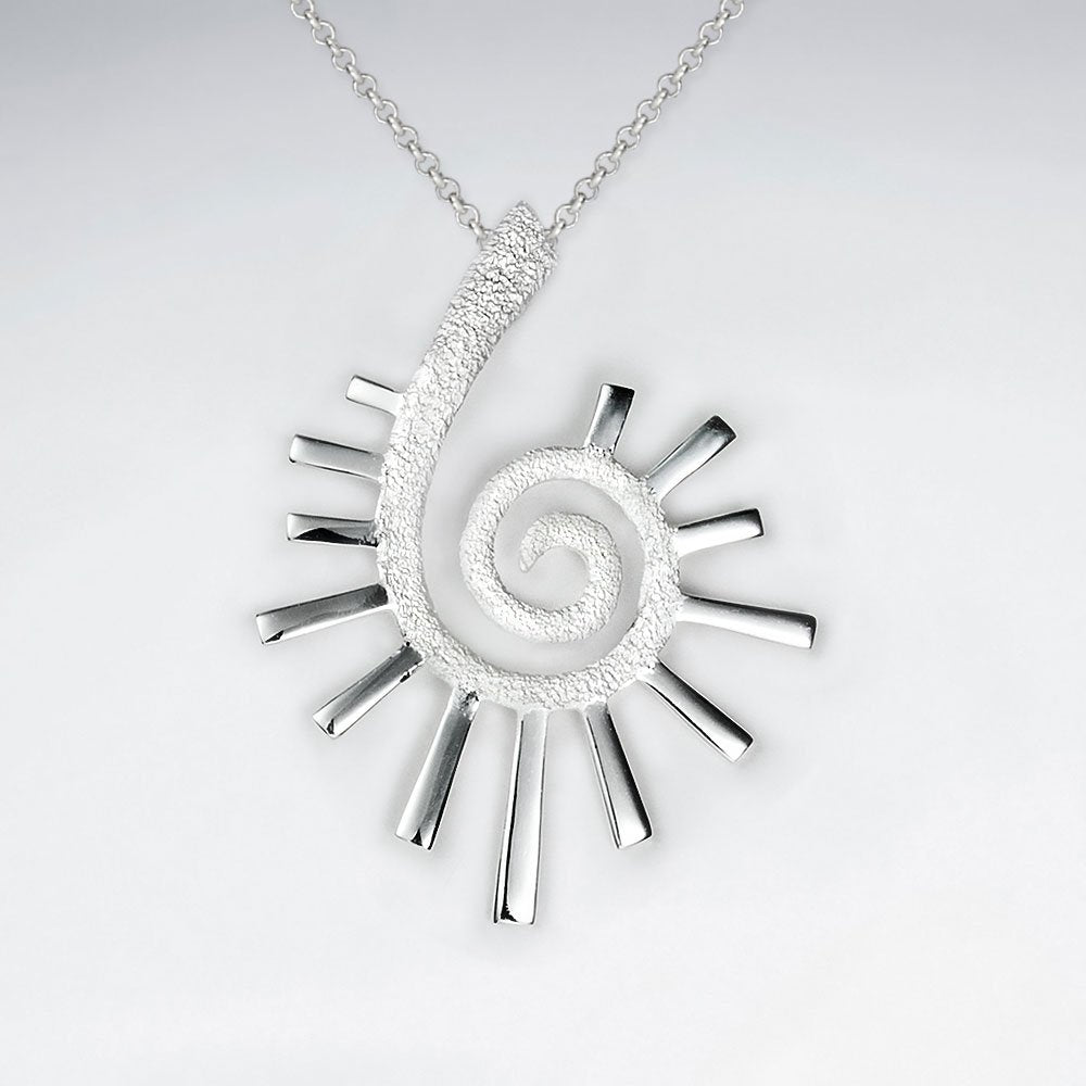 Asterisk Spiral Open Sterling Silver Pendant