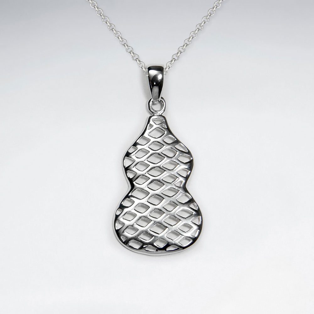 Netted Organic Guitar Silhouette Inspired Sterling Silver Pendant