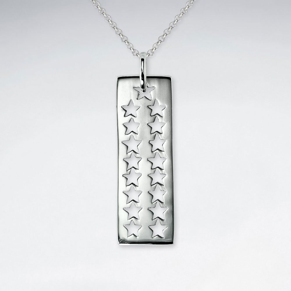 Rectangle Silver Pendant With Star Cutout