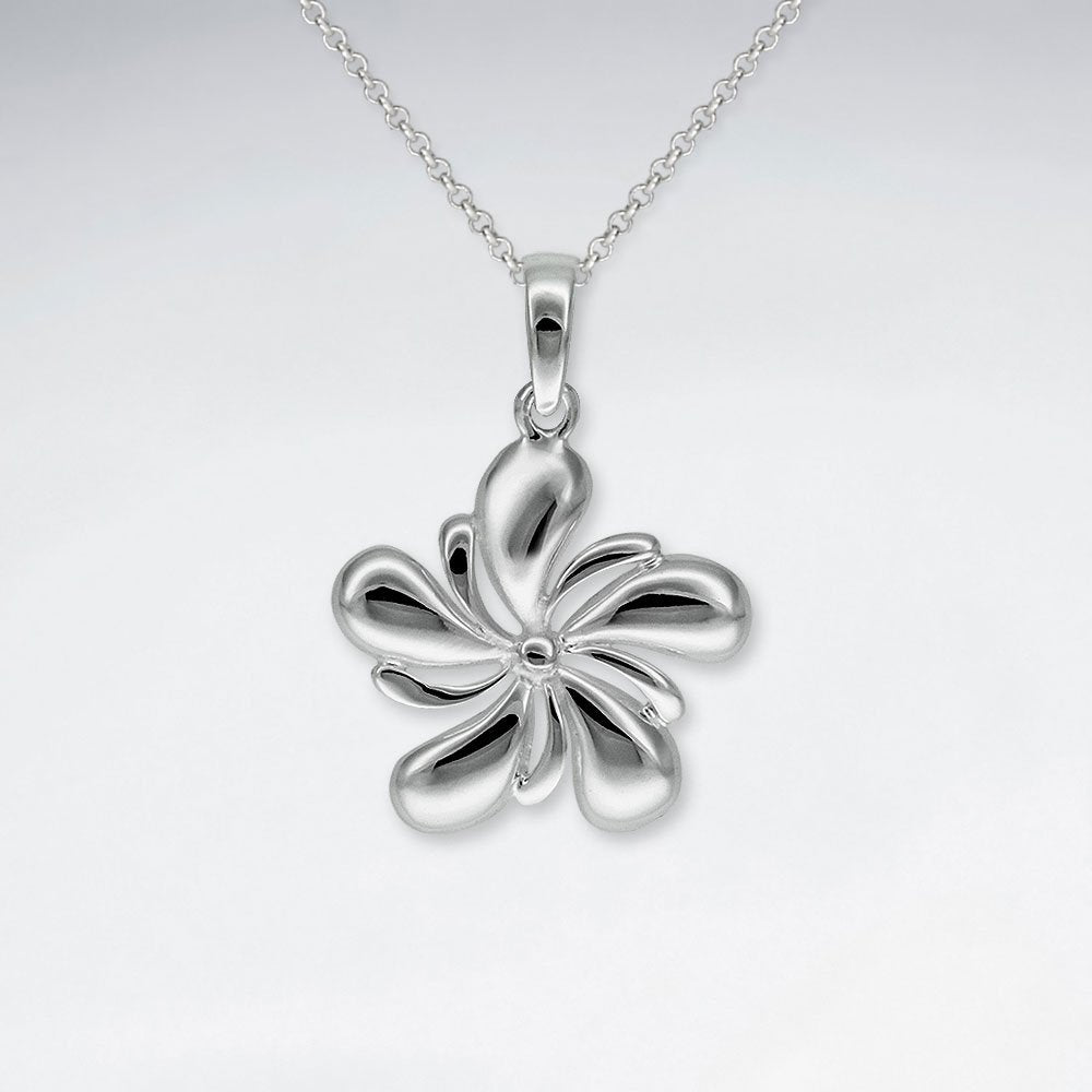 Spiral Flower Design Silver Pendant