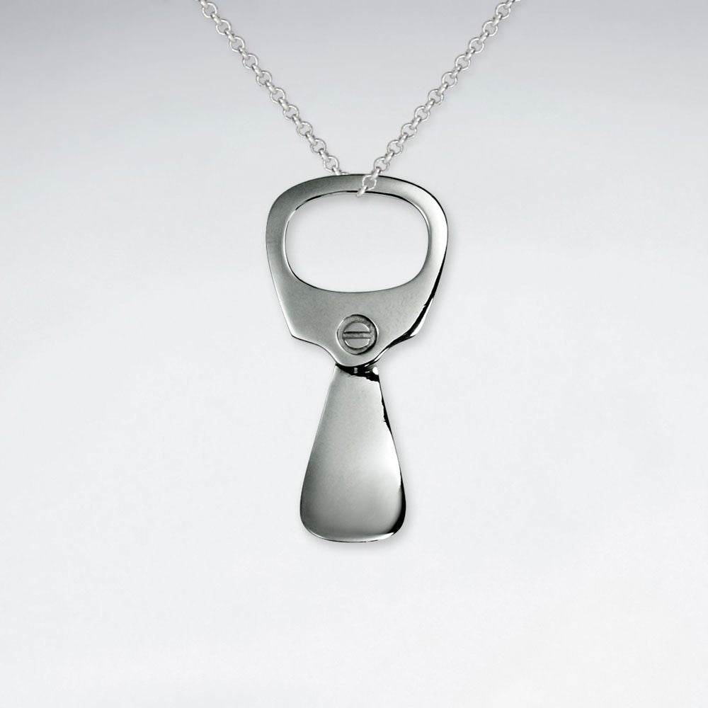 Zipper Pull Tab Inspired Silver Pendant