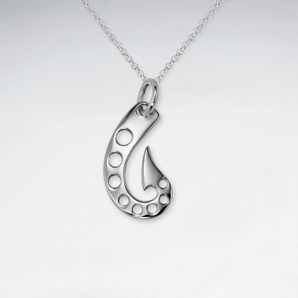 Open Design Pointed Tail Organic Shape Silver Pendant