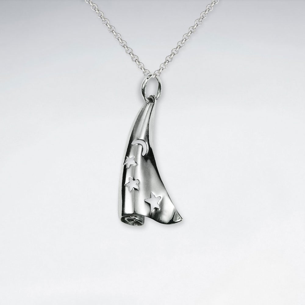 Charm Embossed Rolled Silver Pendant